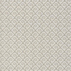 Scallop Filigree Sisal Fog 5008303 by Schumacher Designer Wallpaper
