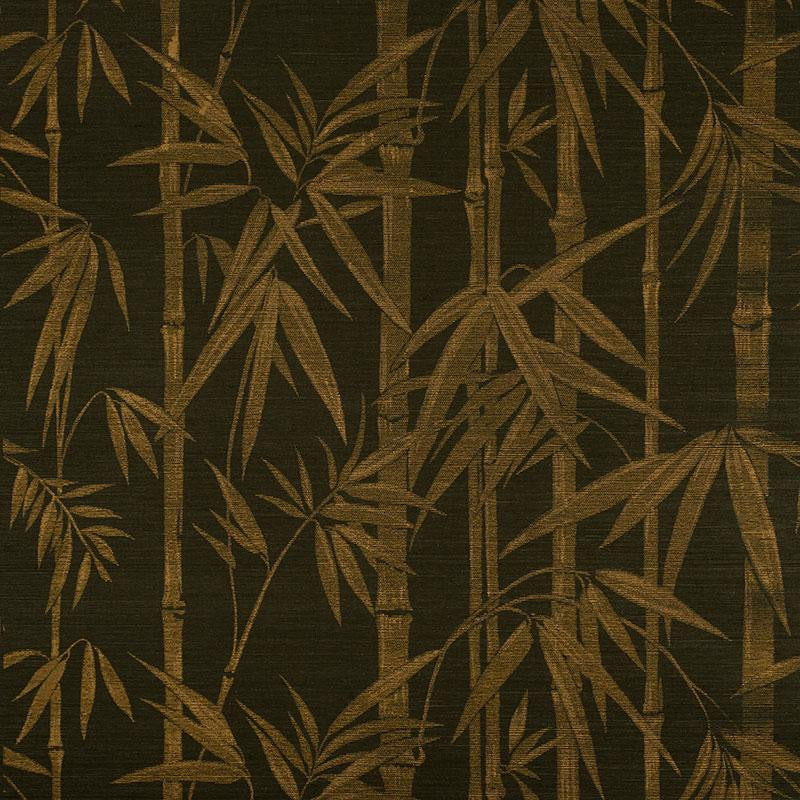 Les Bambous Sisal Gold On Jet 5008312 by Schumacher Designer Wallpaper Shangri-La 33.5" - Swanky Fabrics -