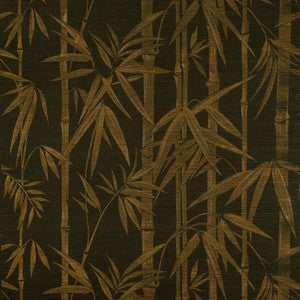 Les Bambous Sisal Gold On Jet 5008312 by Schumacher Designer Wallpaper