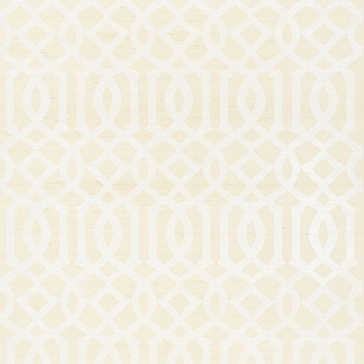 Imperial Trellis Sisal Ivory 5008350 by Schumacher Designer Wallpaper Shangri-La 6.75" - Swanky Fabrics -