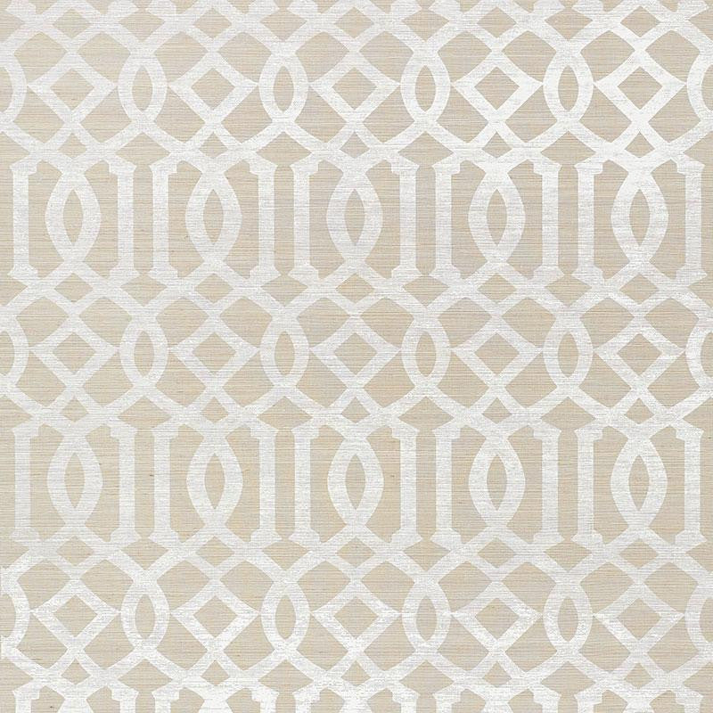 Imperial Trellis Sisal Sand 5008351 by Schumacher Designer Wallpaper Shangri-La 6.75" - Swanky Fabrics -
