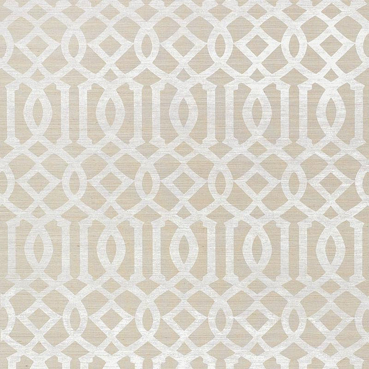 Imperial Trellis Sisal Sand 5008351 by Schumacher Designer Wallpaper Shangri-La 6.75" - Swanky Fabrics -