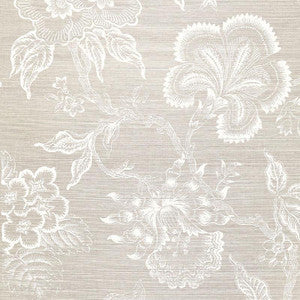 Hothouse Flowers Sisal Fog & Chalk 5006090 by Schumacher Designer Wallpaper