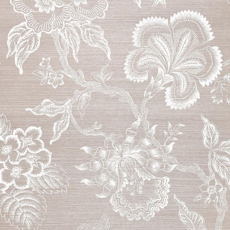 Hothouse Flowers Sisal Haze & Chalk 5006091 by Schumacher Designer Wallpaper Celerie Kemble 27.0" - Swanky Fabrics -