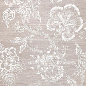 Hothouse Flowers Sisal Haze & Chalk 5006091 by Schumacher Designer Wallpaper