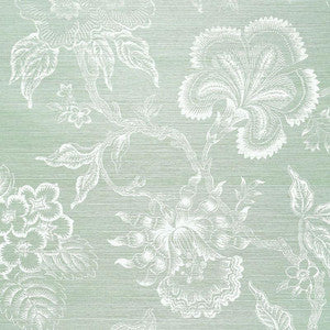 Hothouse Flowers Sisal Seaglass & Chalk 5006092 by Schumacher Designer Wallpaper