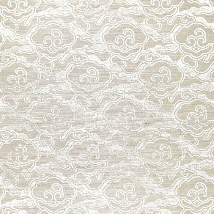 Cirrus Clouds Sisal Fog & Chalk 5006062 by Schumacher Designer Wallpaper Celerie Kemble 11.25" - Swanky Fabrics -