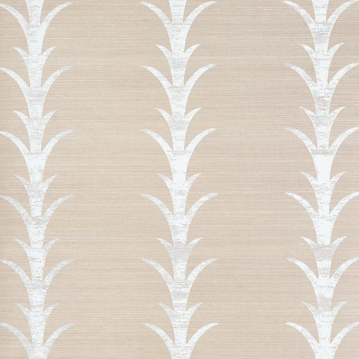 Acanthus Stripe Sisal Fog & Chalk 5006052 by Schumacher Designer Wallpaper Celerie Kemble 11.38" - Swanky Fabrics -