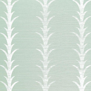 Acanthus Stripe Sisal Seaglass & Chalk 5006053 by Schumacher Designer Wallpaper