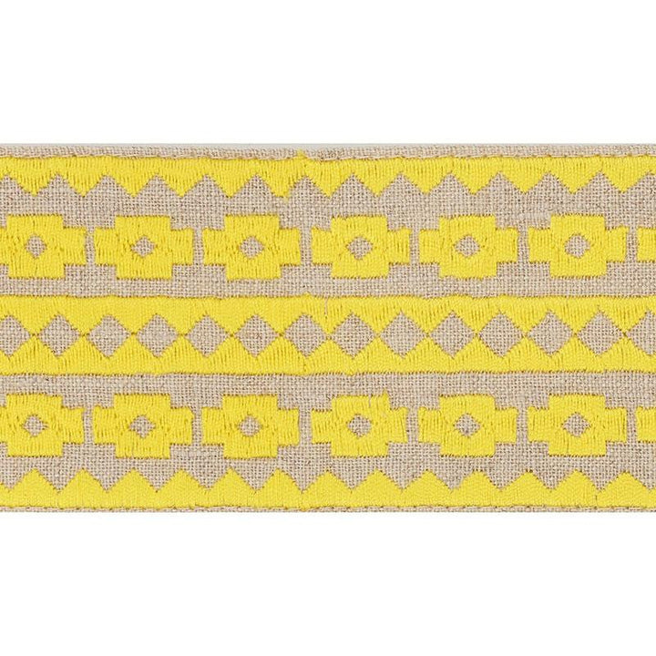 Talitha Tape Yellow On Natural 70645 by Schumacher Designer Trim Couture Trims - Swanky Fabrics -