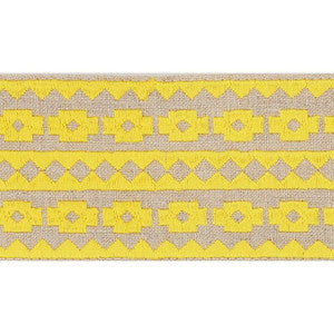 Talitha Tape Yellow On Natural 70645 by Schumacher Designer Trim