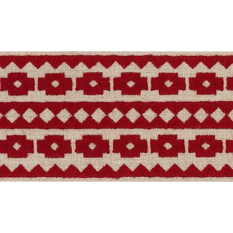 Talitha Tape Red On Natural 70646 by Schumacher Designer Trim Couture Trims - Swanky Fabrics -