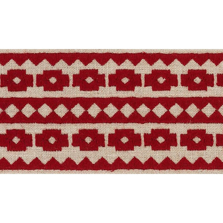 Talitha Tape Red On Natural 70646 by Schumacher Designer Trim Couture Trims - Swanky Fabrics -