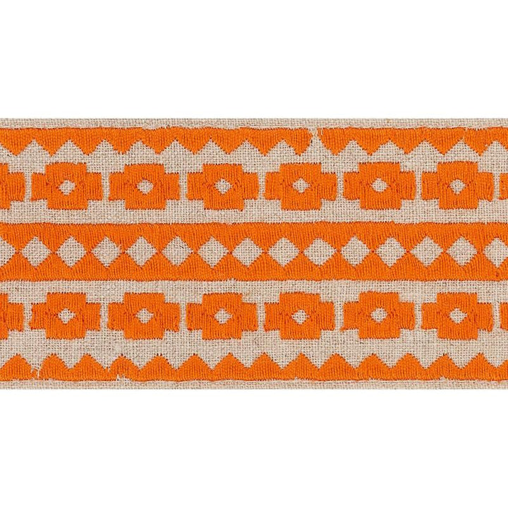 Talitha Tape Orange On Natural 70647 by Schumacher Designer Trim Couture Trims - Swanky Fabrics -
