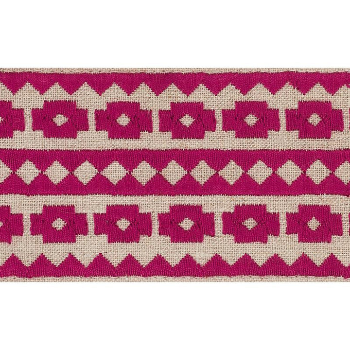Talitha Tape Fuchsia On Natural 70648 by Schumacher Designer Trim Couture Trims - Swanky Fabrics -