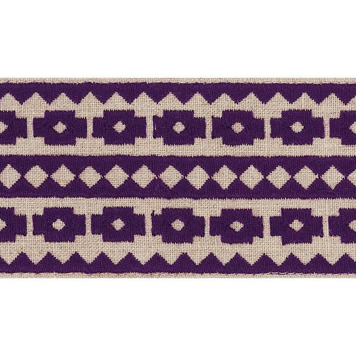 Talitha Tape Violet On Natural 70649 by Schumacher Designer Trim Couture Trims - Swanky Fabrics -