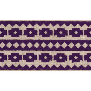 Talitha Tape Violet On Natural 70649 by Schumacher Designer Trim