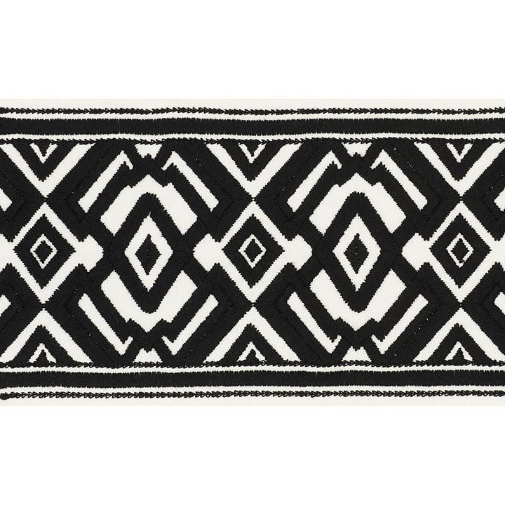 Avalon Tape Black On Ivory 70661 by Schumacher Designer Trim Couture Trims 5.5" - Swanky Fabrics -