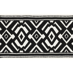 Avalon Tape Black On Ivory 70661 by Schumacher Designer Trim