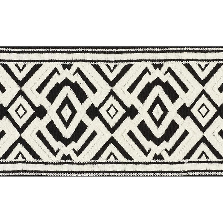 Avalon Tape Ivory On Black 70662 by Schumacher Designer Trim Couture Trims 5.5" - Swanky Fabrics -