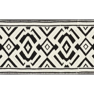 Avalon Tape Ivory On Black 70662 by Schumacher Designer Trim
