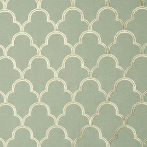 Scallop Embroidery Mineral 64320 by Schumacher Designer Fabric