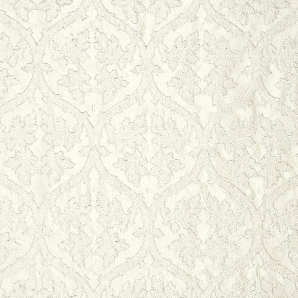 Ravenna Embroidery Silver 64743 by Schumacher Designer Fabric Chroma 10.0" - Swanky Fabrics -