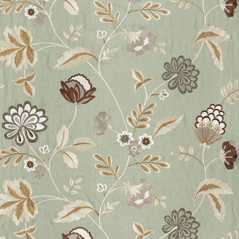 Palampore Embroidery Mineral 64840 by Schumacher Designer Fabric Perennial Favorites 50.25" - Swanky Fabrics -