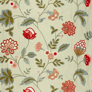 Palampore Embroidery Celadon 64843 by Schumacher Designer Fabric