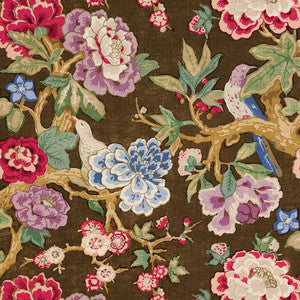 Bermuda Blossoms Cocoa 175870 by Schumacher Designer Fabric