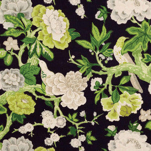 Bermuda Blossoms Jet 175873 by Schumacher Designer Fabric