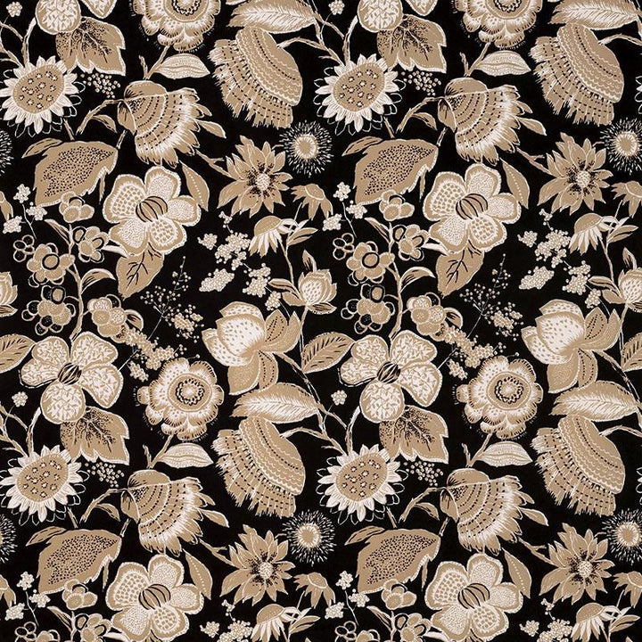 Tikki Garden Lava Black 176010 by Schumacher Designer Fabric Mary Mcdonald 26.5" - Swanky Fabrics -