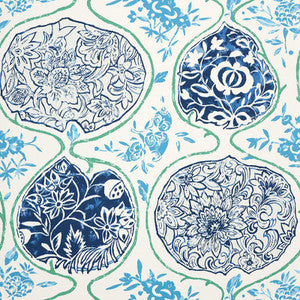 Katsugi Cobalt & Turquoise 5006961 by Schumacher Designer Wallpaper