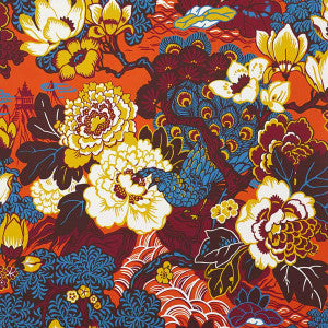 Shanghai Peacock Cinnabar 5006992 by Schumacher Designer Wallpaper