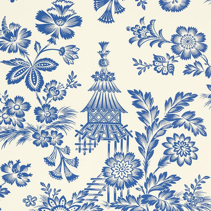 Song Garden Porcelain 5007030 by Schumacher Designer Wallpaper Exuberant Prints 26.5" - Swanky Fabrics -