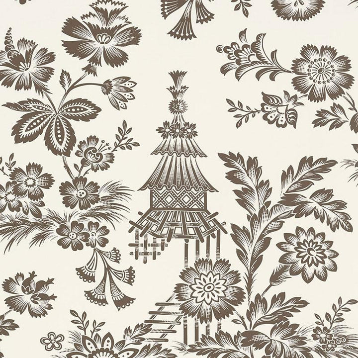 Song Garden Cocoa 5007032 by Schumacher Designer Wallpaper Exuberant Prints 26.5" - Swanky Fabrics -