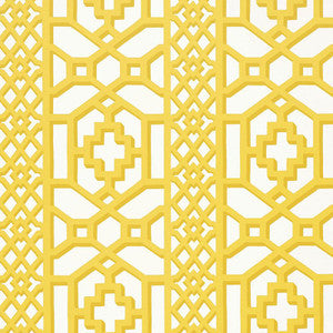 Zanzibar Trellis Canary 5006940 by Schumacher Designer Wallpaper