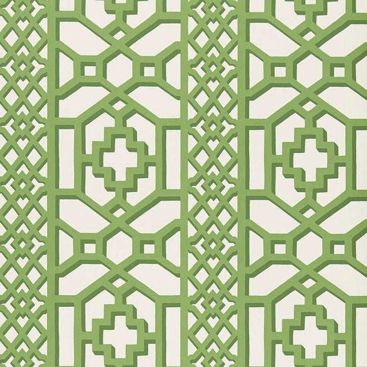 Zanzibar Trellis Jade 5006941 by Schumacher Designer Wallpaper Print Happy 13.5" - Swanky Fabrics -