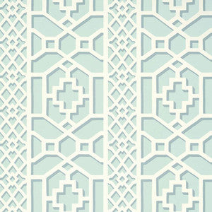 Zanzibar Trellis Winter Mint 5006942 by Schumacher Designer Wallpaper