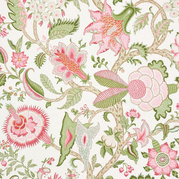 Arborvitae Pink & Leaf 177371 by Schumacher Designer Fabric Schumacher Classics 54.0" - Swanky Fabrics -