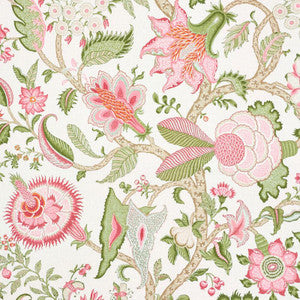 Arborvitae Pink & Leaf 177371 by Schumacher Designer Fabric