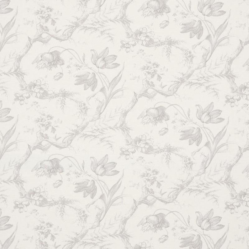 Toile De Fleurs Grisaille 177401 by Schumacher Designer Fabric Schumacher Classics 26.75" - Swanky Fabrics -