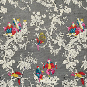 Chinoiserie Moderne Graphite 177422 by Schumacher Designer Fabric