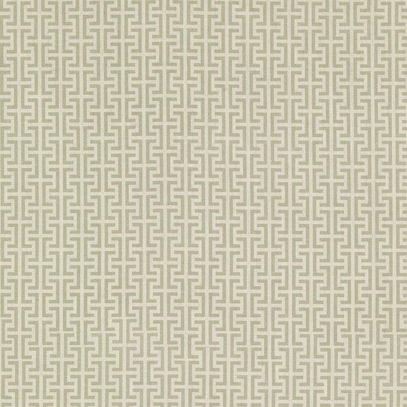 Temple Sage TEMP006 by Schumacher Designer Fabric Veere Grenney 2.38" - Swanky Fabrics -