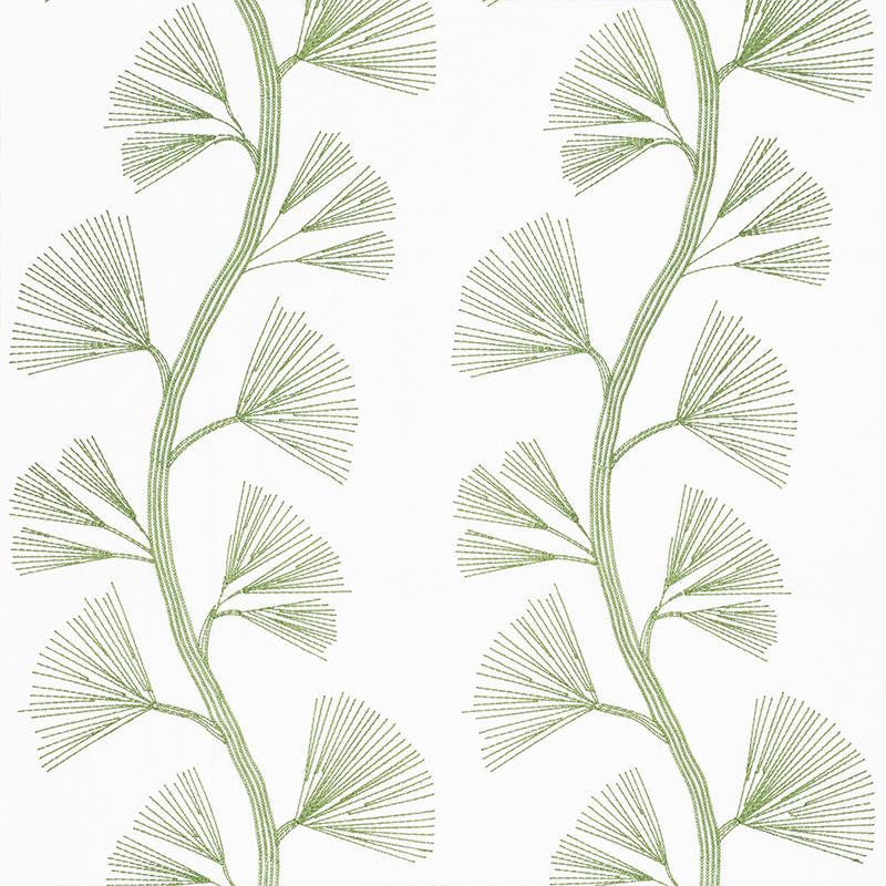 Ginkgo Embroidery Leaf 73080 by Schumacher Designer Fabric Orient Express 18.0" - Swanky Fabrics -