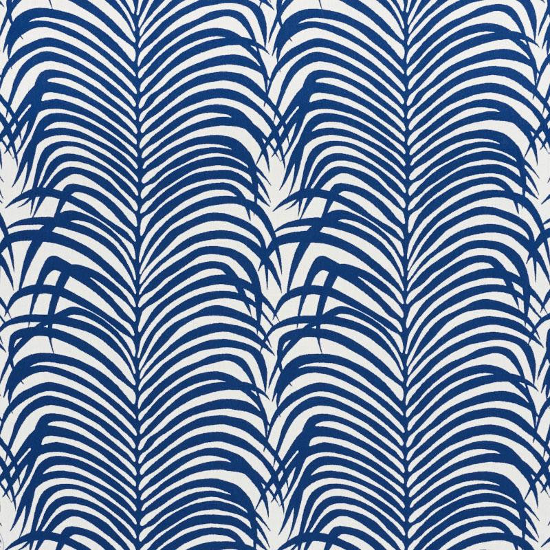 Zebra Palm Indoor/Outdoor Navy 73170 by Schumacher Designer Fabric Indoor/Outdoor Ii: Prints & Wovens 13.88" - Swanky Fabrics -
