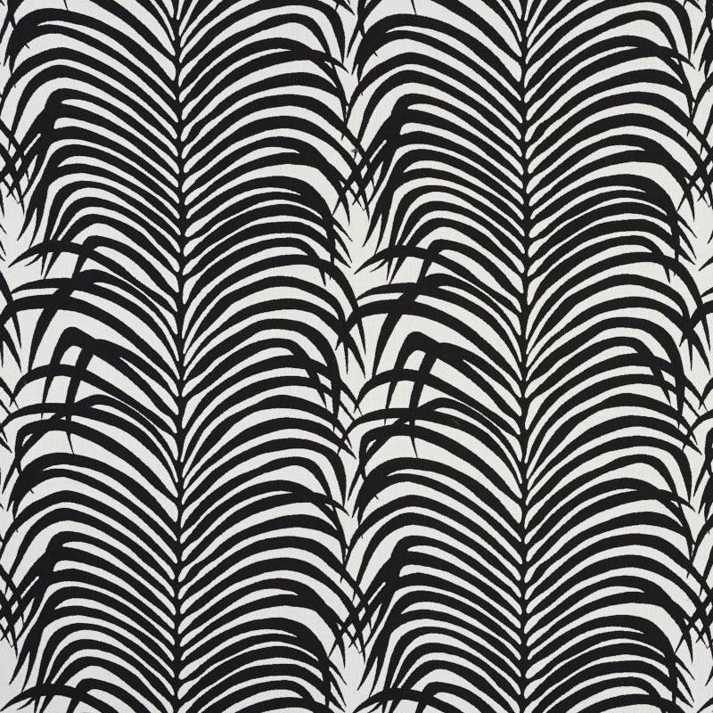 Zebra Palm Indoor/Outdoor Black 73173 by Schumacher Designer Fabric Indoor/Outdoor Ii: Prints & Wovens 13.88" - Swanky Fabrics -