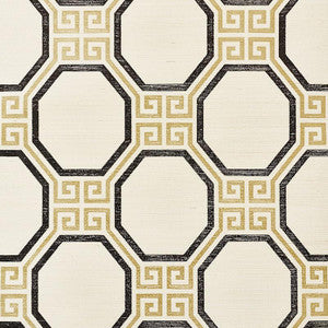 Octavia Sisal Gold & Jet 5008930 by Schumacher Designer Wallpaper