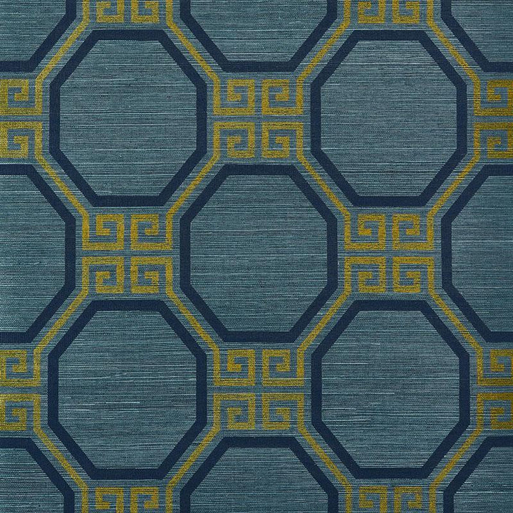 Octavia Sisal Peacock 5008932 by Schumacher Designer Wallpaper Orient Express 11.25" - Swanky Fabrics -