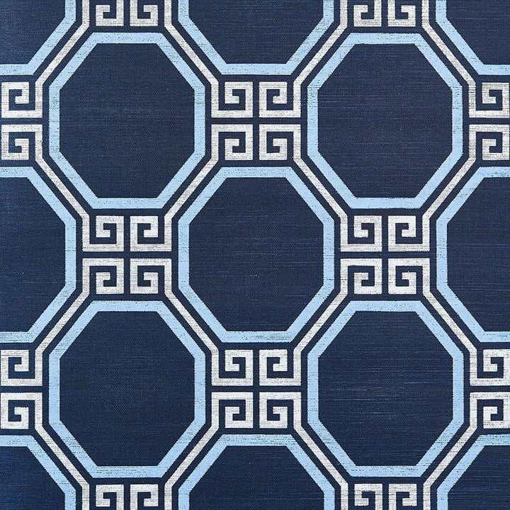 Octavia Sisal Navy 5008933 by Schumacher Designer Wallpaper Orient Express 11.25" - Swanky Fabrics -